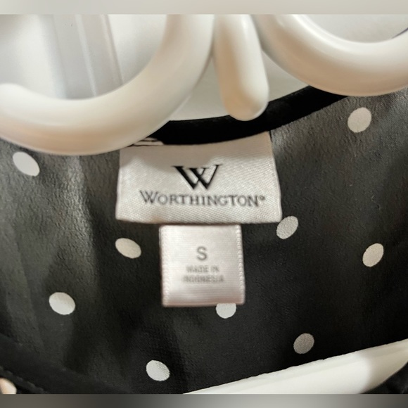 Worthington Black Polkadot Sheer Blouse |Size Small - Picture 2 of 4